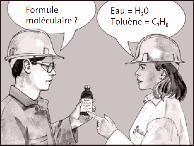 Formule moléculaire de l'eau et du toluène